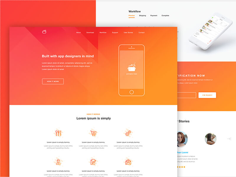 Cook Landing page PSD