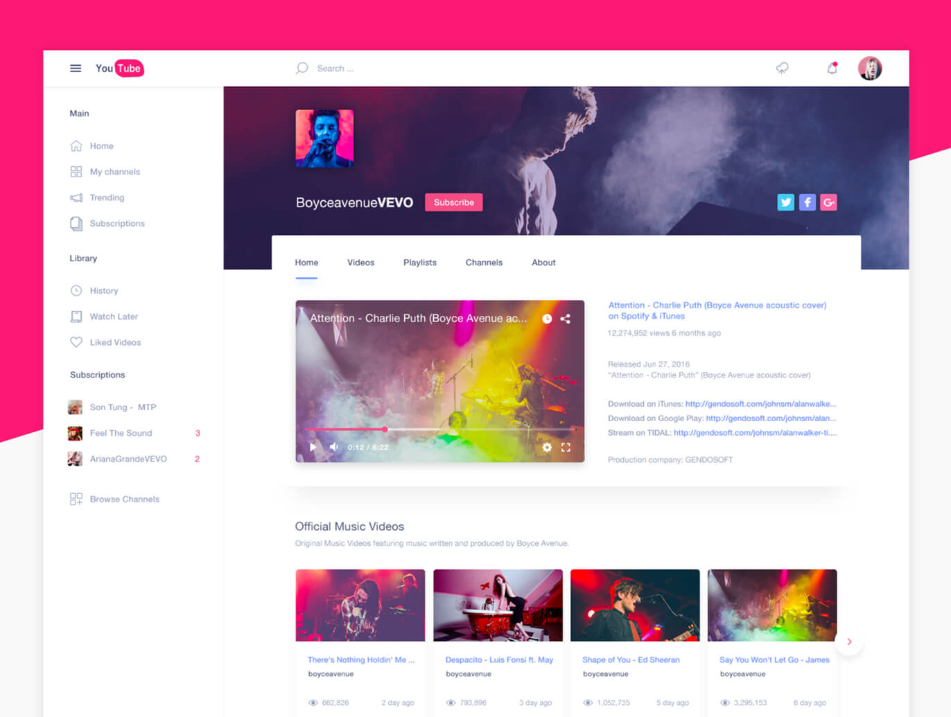 YouTube Redesign PSD
