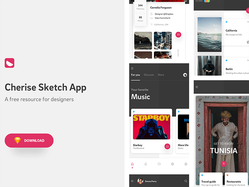 Cherise mobile app template Sketch
