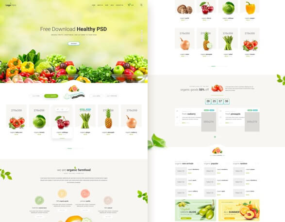 Healthy food website FREE PSD