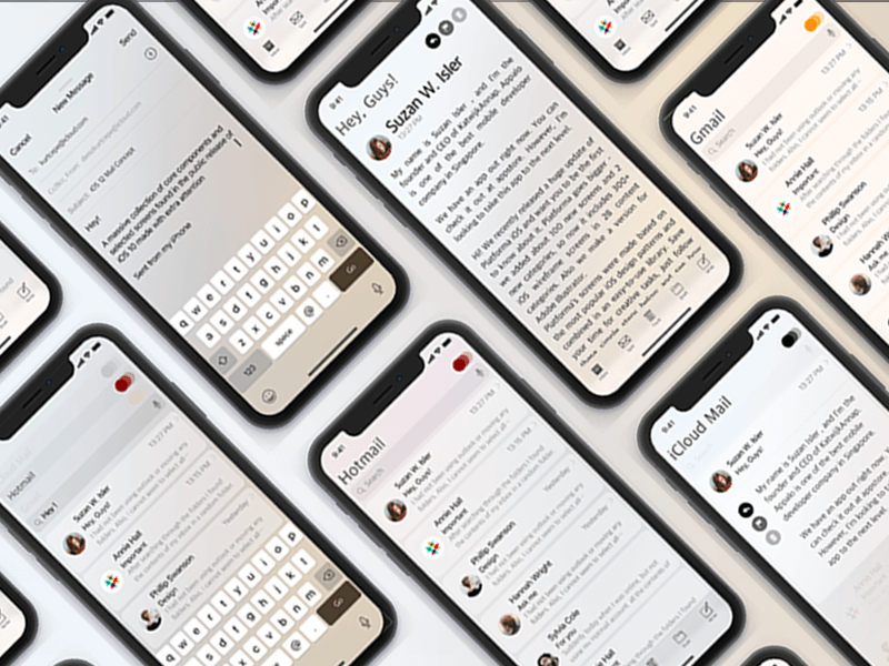 iOS 12 Mail Concept UI Kit Sketchapp