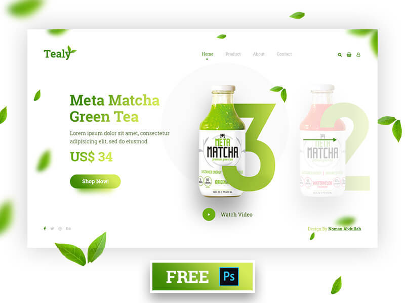 Tealy Homepage PSD