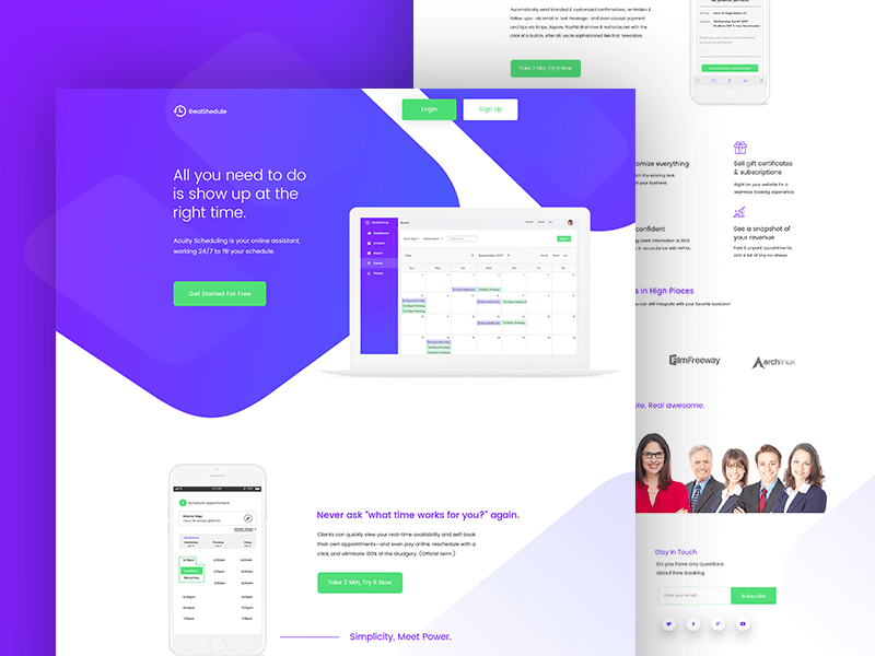 Schedule landing page PSD