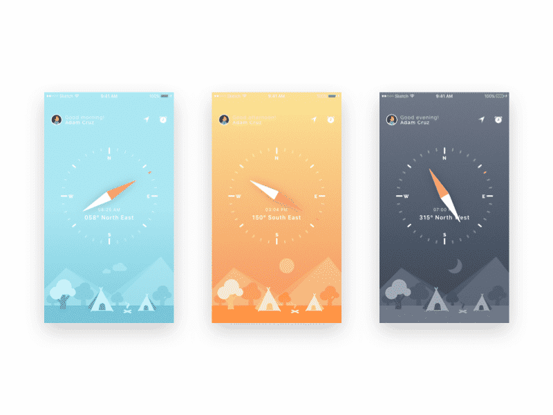 Compass UI and iphone wallpapers Sketch