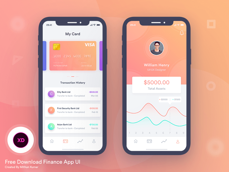 Finance Mobile App UI XD