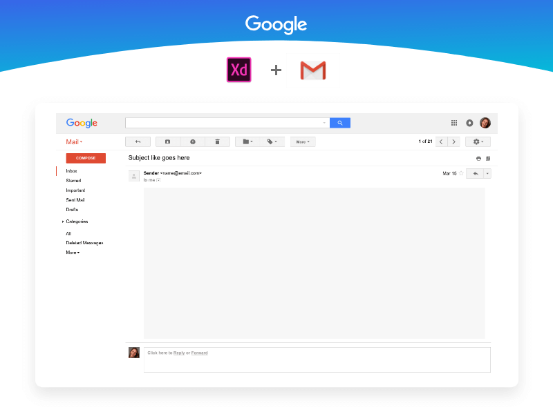 Gmail UI Kit Free XD